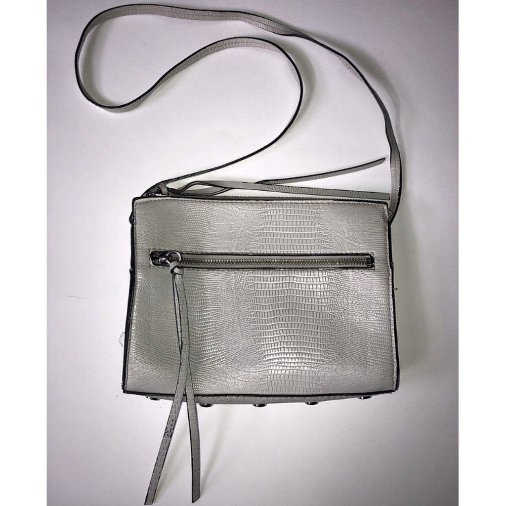 White Faux Alligator Shoulder Bag